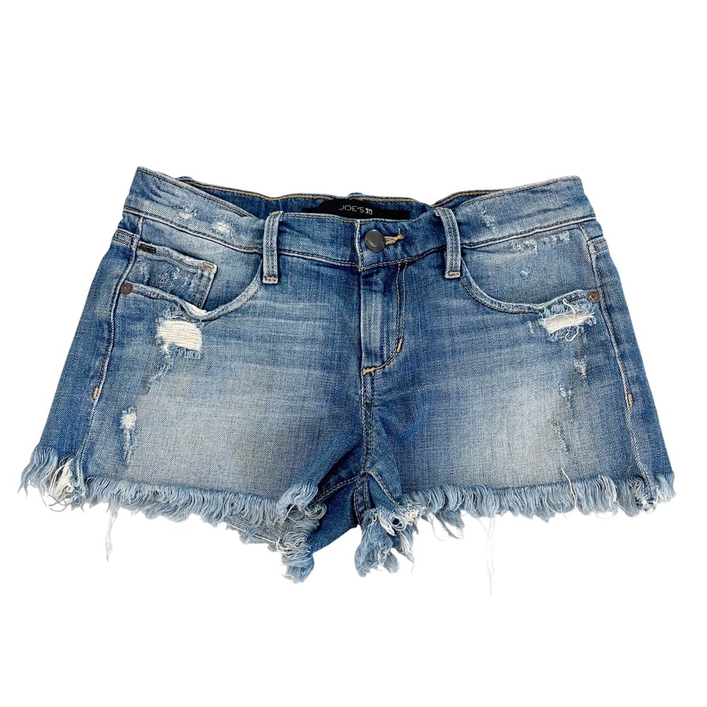 Joe's Jeans Low Rise Micro Shorts Distressed Cut Offs Blue Denim Boho Size 25